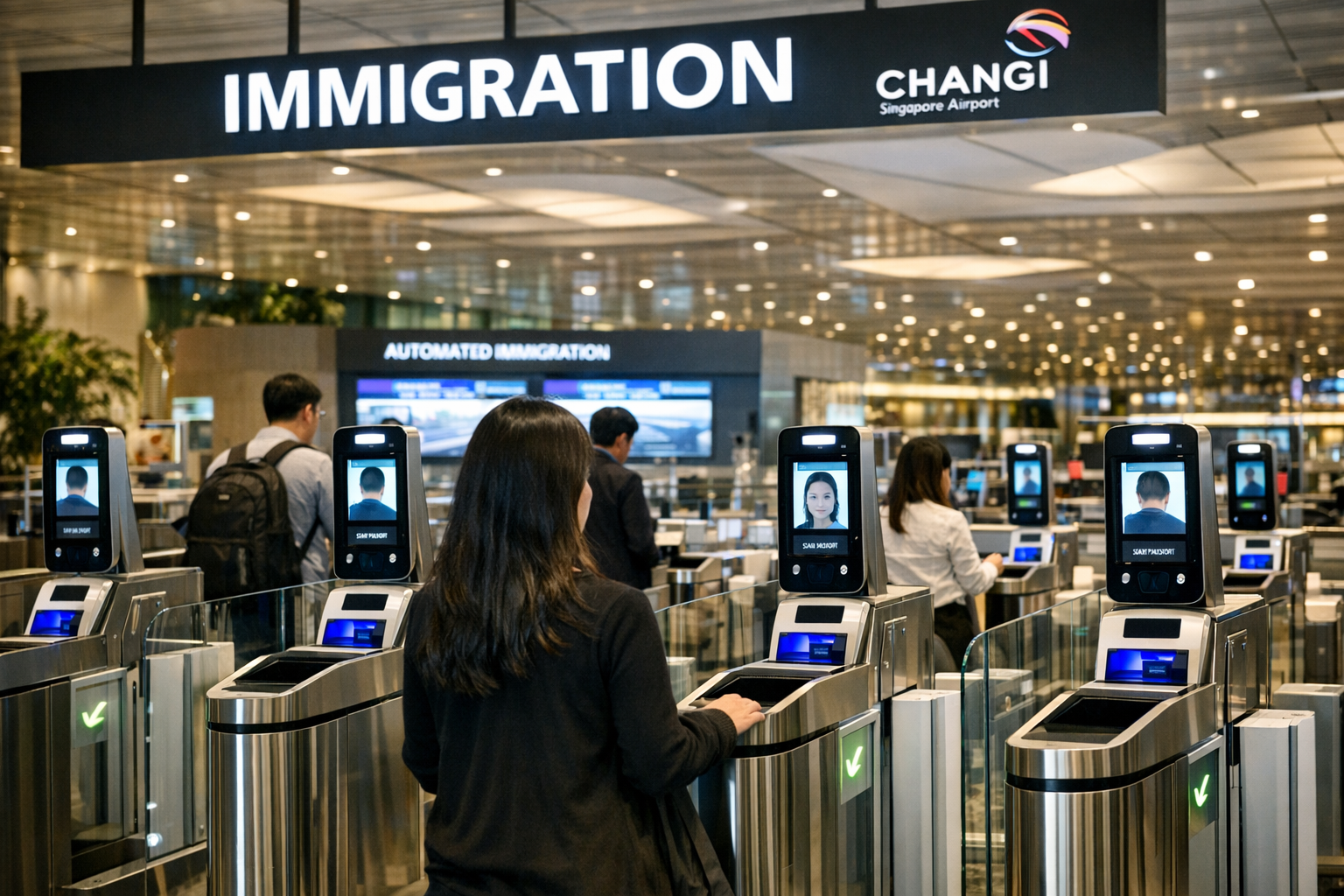 Automated immigration clearance gates at Changi Airport Singapore